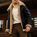 Leather Jacket Mens Faux Fur Jacket Sherpa Lined Fleece Shearling Coat Warm Military Cargo Trucker Aviator Bomber Jacket Outwear