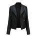 Tops For Women Women S Slim Leather Stand Collar Zip Motorcycle Suit Coat Jacket Tops Black Xxl