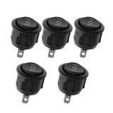5 PCS 3 23mm Car Round Rocker Switches Single Pole Double Throw Push Buttons (Black)