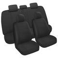HAIYAOTIMES Car Seat Covers Full Set Washable Breathable Premium Cloth Seat Covers for Cars Car Interior Covers Universal Fit for Most Cars Sedan Truck SUV Airbag Compatible Black