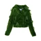 Fortini , Short Green Faux Fur Jacket with Snaps and Pockets ,Green female, Sizes: XL, M, L, S