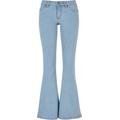 Bequeme Jeans URBAN CLASSICS "Damen Ladies Organic Low Waist Flared Denim" Gr. 31, Normalgrößen, grau (ighter washed) Damen Jeans
