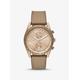 Michael Kors Oversized Accelerator Beige Gold-Tone and Nylon Watch Natural One Size