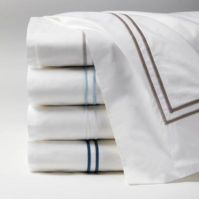 SFERRA Grande Hotel Percale Sheets - Flat Sheet, White with Blue Embroidery Flat Sheet, Twin White with Blue Flat Sheet - Frontgate