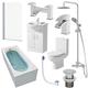 Affine 1600mm Single Ended Bathroom Suite Bath Shower Screen Toilet Vanity Basin Taps