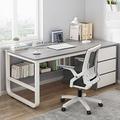 FAANAS Computer Desk with Storage Shelves and 3 Drawers Modern Simple Style Desk Home Office Workstation Writing Desk(47 Inch, Gray)