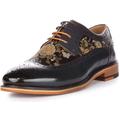 Justinreess England Ross W Women's Lace Up Floral Brogue Shoe Shoes (Navy, Size 7)