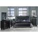 Audi 3 Piece Black Modern Faux Leather Upholstered Tufted LED Panel Bedroom Set