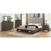 Emma 4 Piece Gray Modern Fabric Upholstered Tufted Shelves Panel Bedroom Set