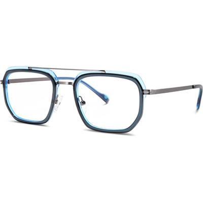 Zenni Aviator Glasses Blue Mixed Full Rim Frame