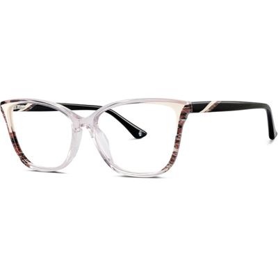 Zenni Women's Vintage Cat-Eye Glasses Clear/pink Plastic Full Rim Frame
