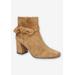 Extra Wide Width Women's Felicity Bootie by Bella Vita in Cognac Suede Leather (Size 10 WW)