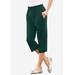 Plus Size Women's Soft Knit Capri Pant by Roaman's in Emerald Green (Size 3X) Pull On Elastic Waist