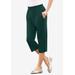 Plus Size Women's Soft Knit Capri Pant by Roaman's in Emerald Green (Size 1X) Pull On Elastic Waist