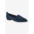 Extra Wide Width Women's Alessi Casual Flat by Bella Vita in Navy Suede Leather (Size 10 WW)