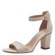 Tamaris Damen Sandalen mit Absatz Textil Vegan Blockabsatz Sommer; NUDE/beige; 40