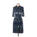 Laundry by Shelli Segal Casual Dress - Shirtdress Collared 3/4 sleeves: Blue Dresses - Women's Size 6