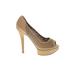 Aldo Heels: Pumps Platform Boho Chic Tan Solid Shoes - Women's Size 38 - Peep Toe