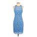 Nanette Lepore Casual Dress - Party Crew Neck Sleeveless: Blue Dresses - Women's Size 2