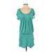 Faith Connexion Casual Dress - DropWaist Scoop Neck Short sleeves: Teal Print Dresses - Women's Size Small