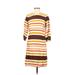 J. McLaughlin Casual Dress Crew Neck 3/4 sleeves: Brown Print Dresses - Women's Size 8