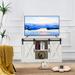 TV Stand Sliding Barn Door Wood Entertainment Center for Living Room, Media Console Cabinets with Storage Shelves, White