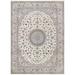 Canvello Silkroad Nain Hand-Knotted Silk Area Rug - 8'8" X 12'1" - Ivory - 8' 8" X 12' 1"