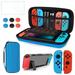 HFDR 14-in-1 Starter Kit Fit for Nintendo Switch Portable Carrying Travel Case for Nintendo Switch and Accessories Include Protective Case Screen Protector Thumb Grips Caps