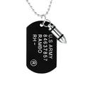 Stylish Bullet Dog Tag Pendant Necklace Name Polished Tribal Chain for Men (Black)