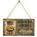 4x8 Independence Day Hanging Wall Sign Statue Of Liberty And American Flag Wooden Plaque Board With Rope For Home Decor