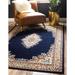 Reza Collection Traditional Persian Style Area Rug 5 X 8 Ft Navy Blue/Ivory