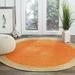 Avgari Creation Handmade Natural Jute Rug Round Area Rug Rug for Home Decor (8 Feet Round (96x96 Inches) Orange + Beige Border)