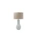 31 in. White Terracotta Table Lamp with Natural Linen Shade