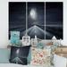 DESIGN ART Designart Asphalt Road Under Cloudy Full Moon III Nautical & Coastal Canvas Wall Art Print 36 in. wide x 28 in. high - 3 Panels