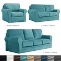 CJC Armchair Sofa Cover for 2-Seater 5-Piece Velvet Couch Slipcover with Separate Backrest and Cushion Cover 9 Colors