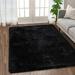 Coolmee Fluffy Area Rugs for Living Room Soft and Thick Faux Shag Rug Home Decor Nursery Area Rug Carpets for Bedroom Black 6 x 9