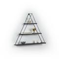 Triangle Frame Floating Shelves 3 Layers Simple Bookcase Shelving Wooden Shelf with Metal Bracket Wall Decor Shelf Display Shelf for Bedroom Living Room Bathroom 5.00 L*29.00 W*23.00 H Black