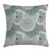 Grey Decor Throw Pillow Cushion Cover Arabesque Tile Mandala with Oriental Touch Eastern Style Indian Ethnic Spiritual Motif Decorative Square Accent Pillow Case 20 X 20 Inches Blue by Ambesonne