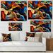 DESIGN ART Designart Blue Orange And Yellow Dynamics On Black Modern Canvas Wall Art Print 32 in. wide x 24 in. high