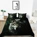 Fashionable Bedding Cover Set 3D Wolf Printed Comforter Cover Set with Pillowcase Home Bed Set California King(98 x104 )