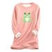 Thermal Underwear For Women Printed Loose Warm Casual Printed Top Autumn And Winter Plush Warm O Neck Top Thermal Shirts Mint Green M