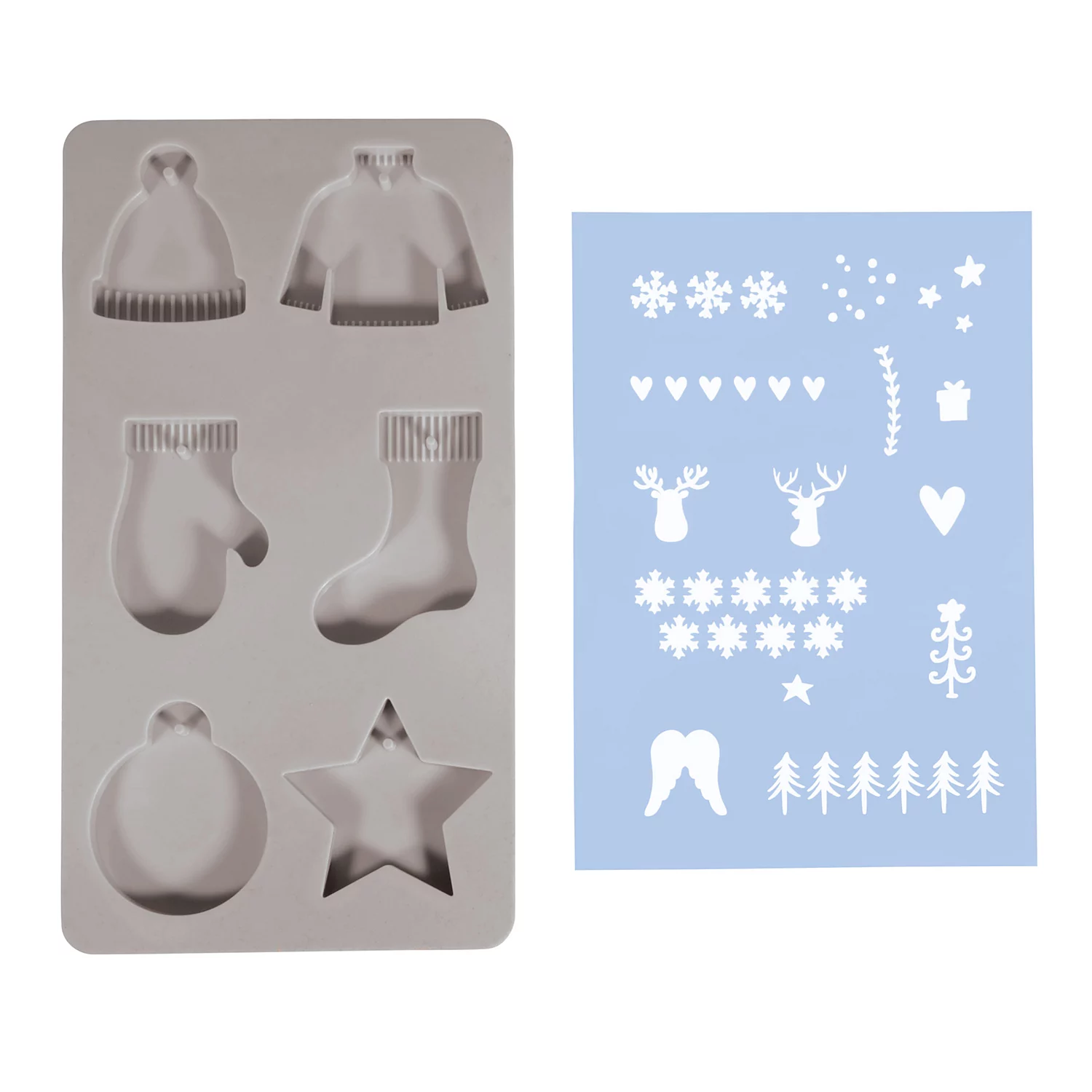 Moule en silicone "Hiver", pochoir inclus