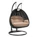 LeisureMod Mendoza Charcoal Wicker Patio Hanging Double Swing Chair - 53 Beige