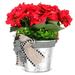 Hemoton Hanging Red Flower Bucket Wreath For Front Door Artificial Flower Basket