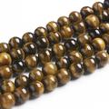 Round Tiger Eye Beads Strands Grade AB+ Dark Goldenrod 10mm Hole: 1mm about 40pcs/strand
