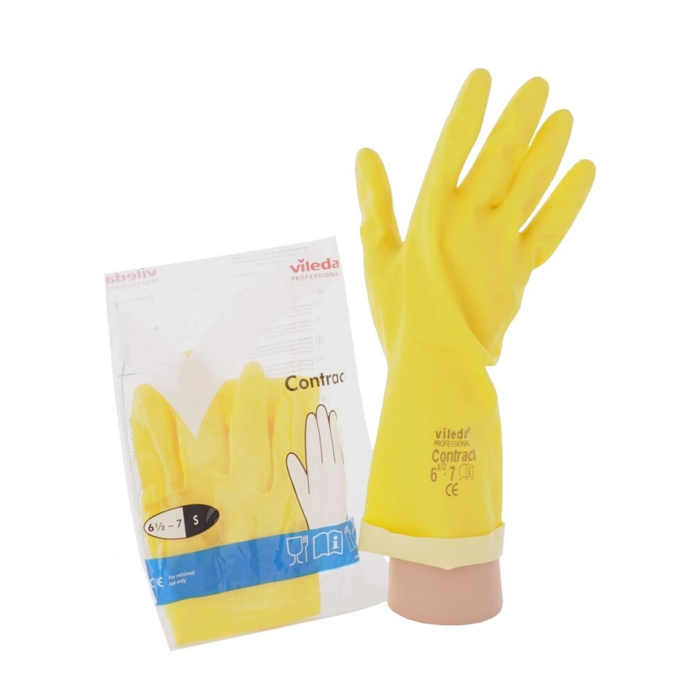 Vileda Professional Contract - der Ökonomische Naturlatex-Handschuh Gr S Size 6 Image