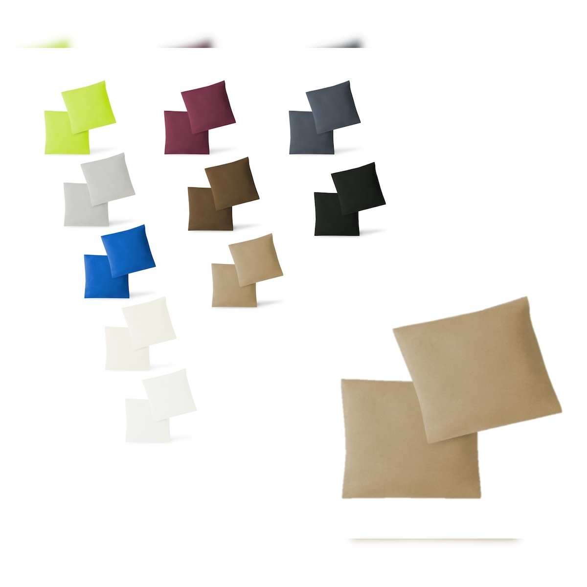 EXKLUSIV HEIMTEXTIL Jersey Kissenbezug Hülle 2 Sparpack Set mit Reißverschluss hochwertige Qualität 40 x 40 cm sand Image