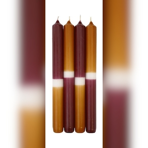 Wiedemann Kerzen Leuchterkerzen Dip Dye Kerzen Bordeaux/Cognac, 250 x Ø 23 mm, 4 Stück Image