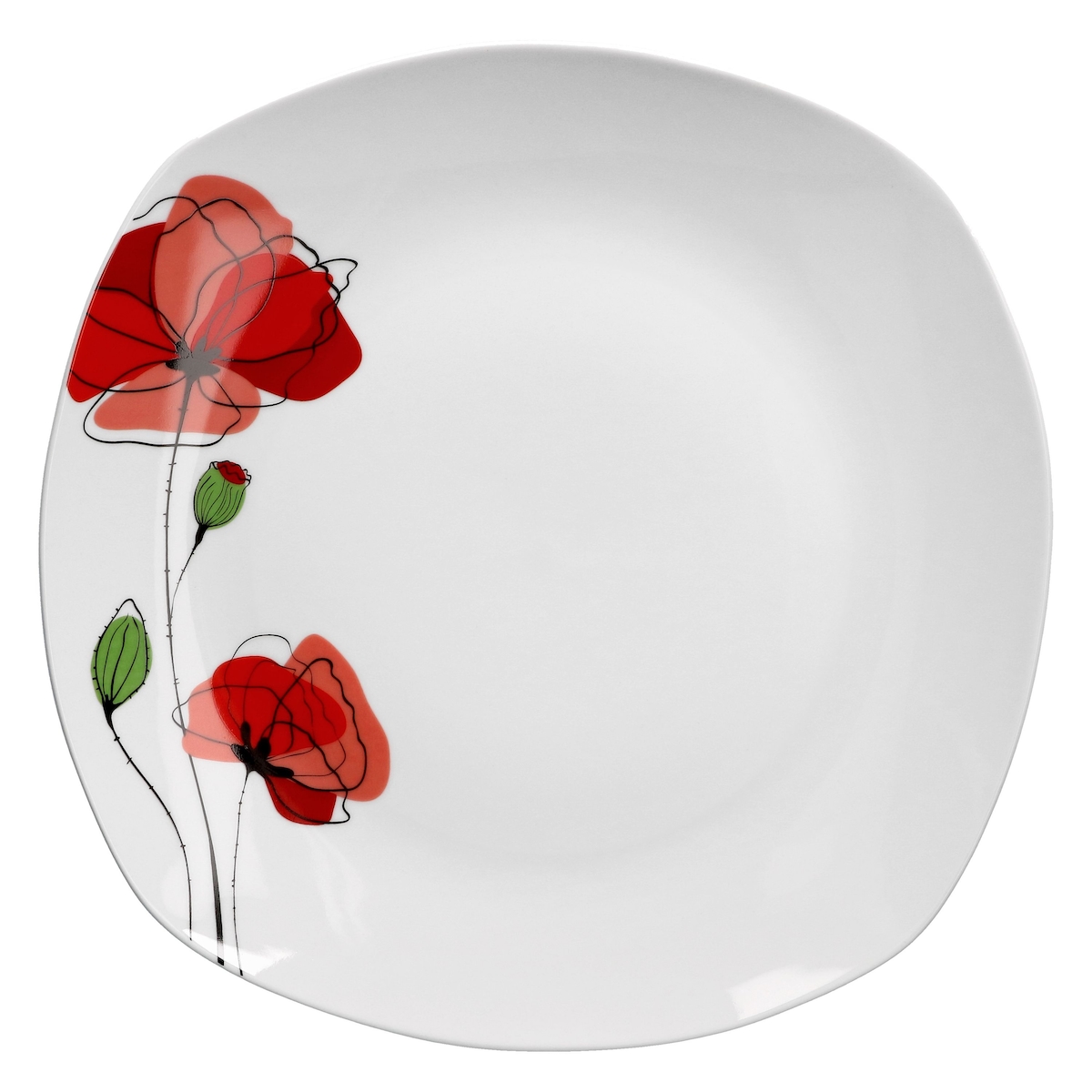 Servierplatte Monika 28,5cm weiß Blume-Mohn XL-Buffetplatte Servierteller groß Image