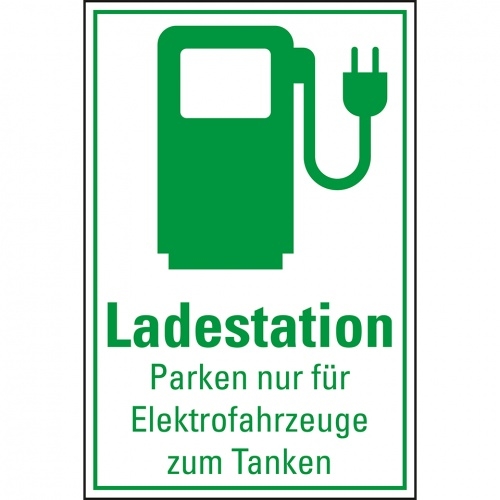 Aufkleber I Hinweisschild Ladestation Elektrofahrzeug, mit Piktogramm, Folie, 300x200mm Image